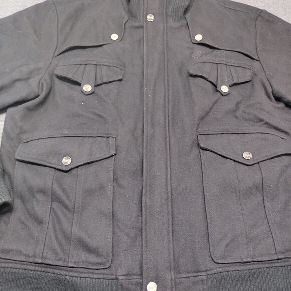 Coogi Mens Black Utility Field Jacket Full Zip Pockets Casual Outerwear Size 2XL - Picture 2 of 14